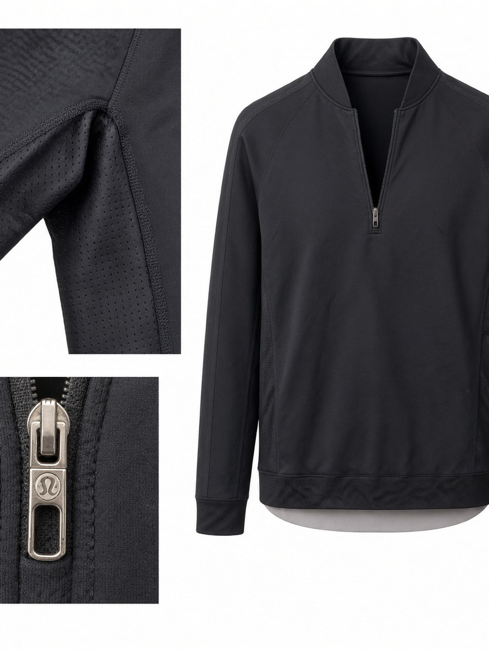 lululemon athletica Men's Black Half-Zip Performance Sweater